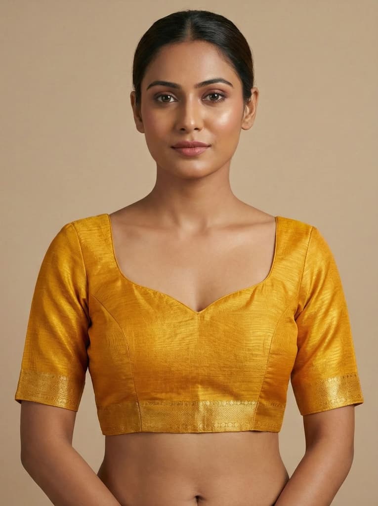 MIMOSA Women's Woven Design Kanjivaram Style Art Silk Saree with Blouse Piece - Gold (SA00001522GDFREE) — photo 5