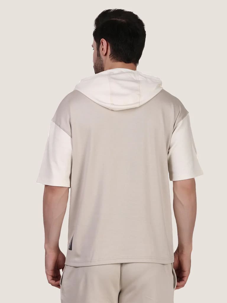 Unisex Ecru Colourblock Half Sleeve Sweatshirt — photo 4