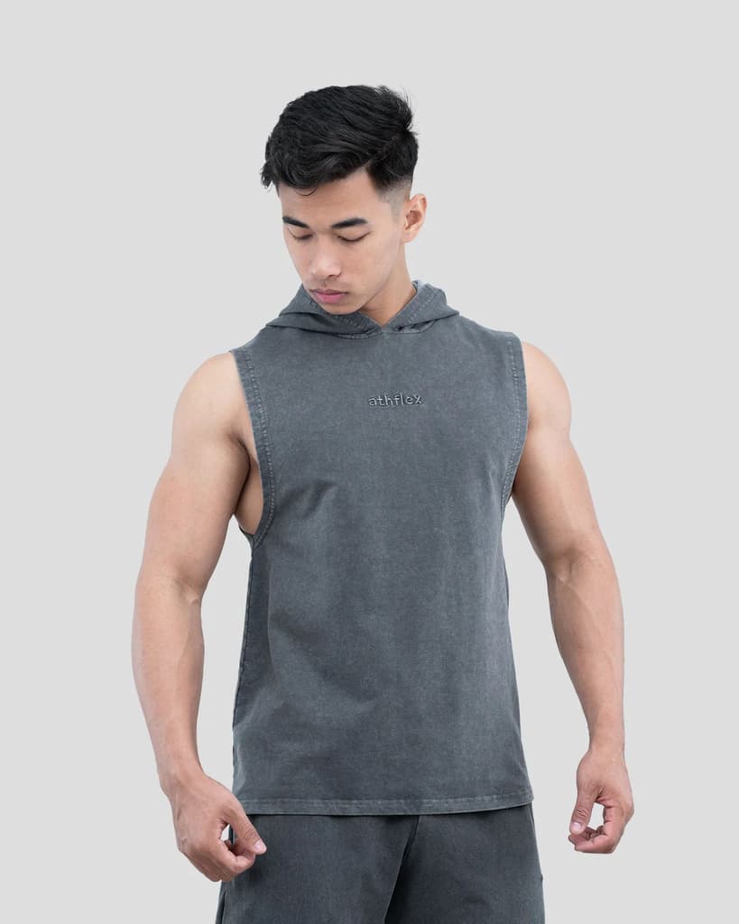 Acid Wash Sleeveless Hoodie — photo 2