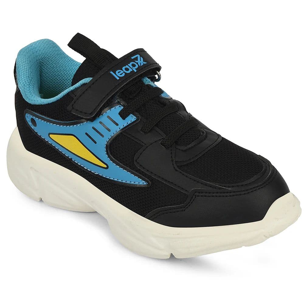 Leap7x Black Sports Non Lacing Walking Shoes For Kids CLOUDY-5V By Liberty — 9C/27 / Black
