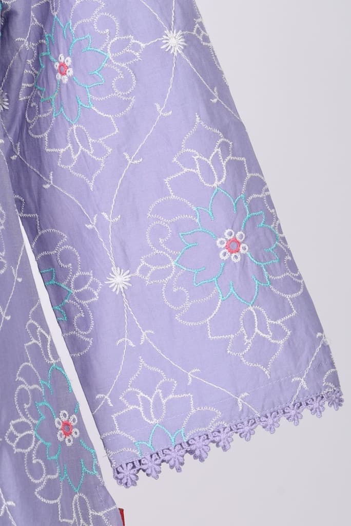Lavender Thread Embroidered Pure Cotton Straight Kurta with Straight Pants and Dupatta Set — photo 8