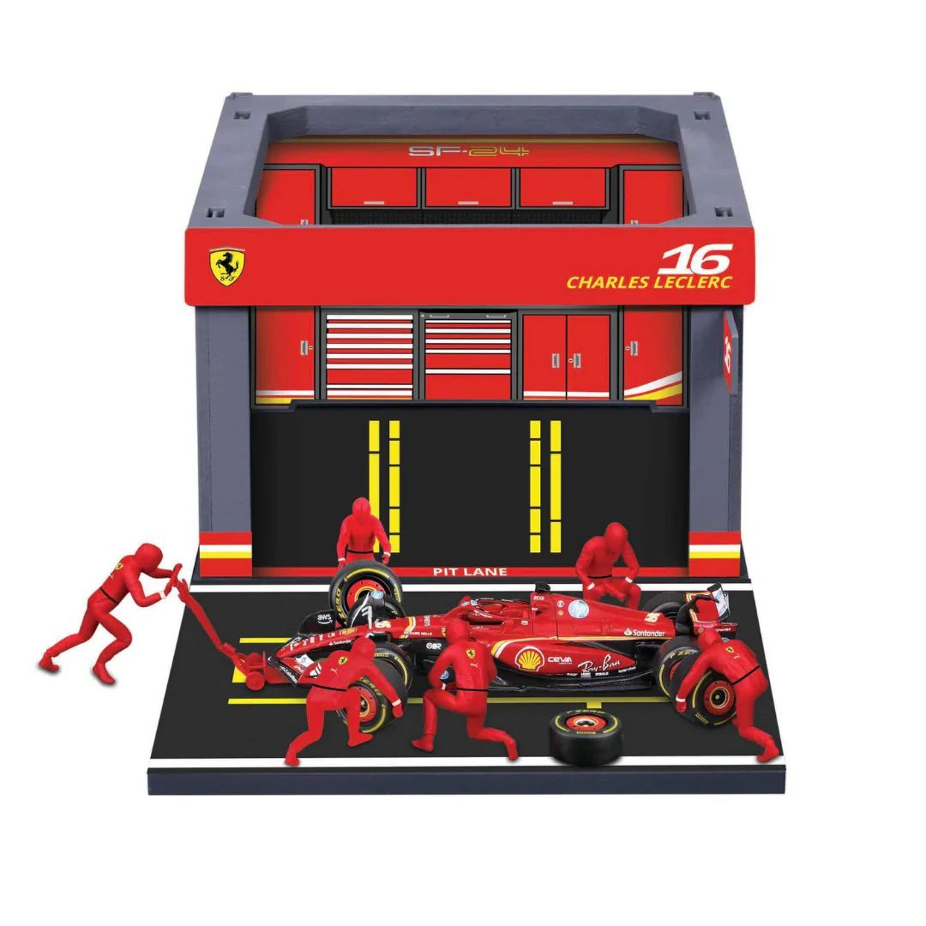 Racing Car Pit Pass Set | Die-Cast Car with 6-Piece Pit Crew &amp; Paddock Garage