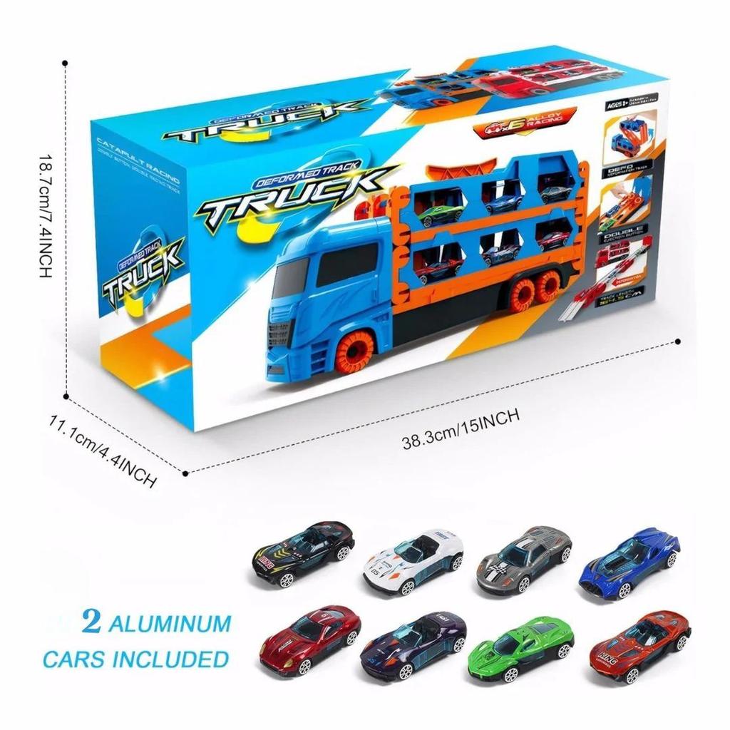 Transport Truck with 61-Inch Dual Race Track – Storage Carrier Playset — photo 4