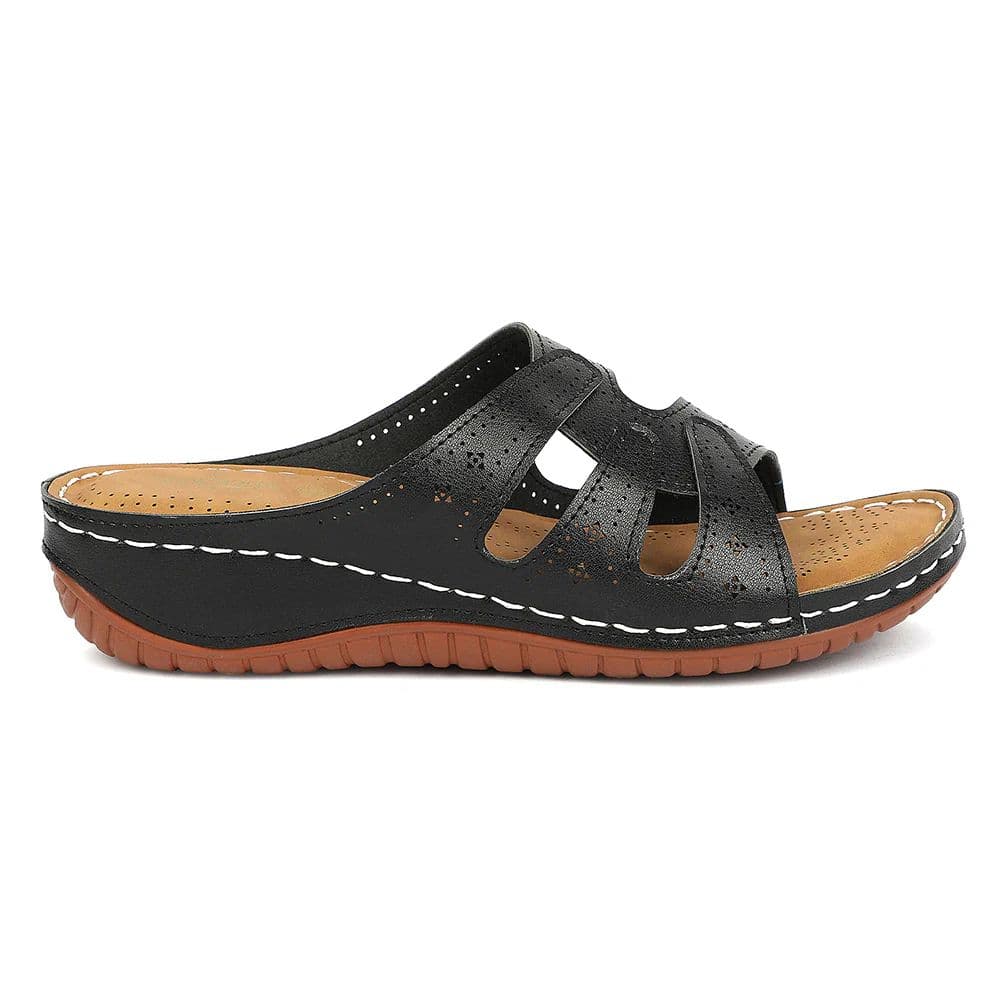 Senorita Black Casual Flat Sandal for Women AGL-152E by Liberty — photo 3
