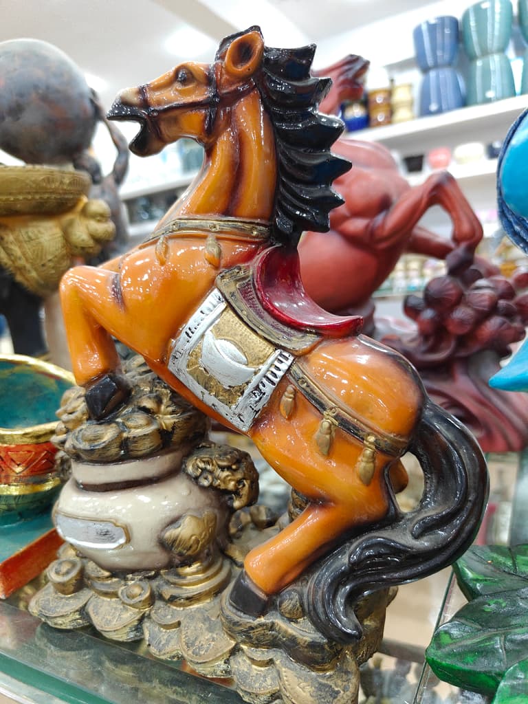 Orange Horse Figurine | Decorative | Ceramic | Animal