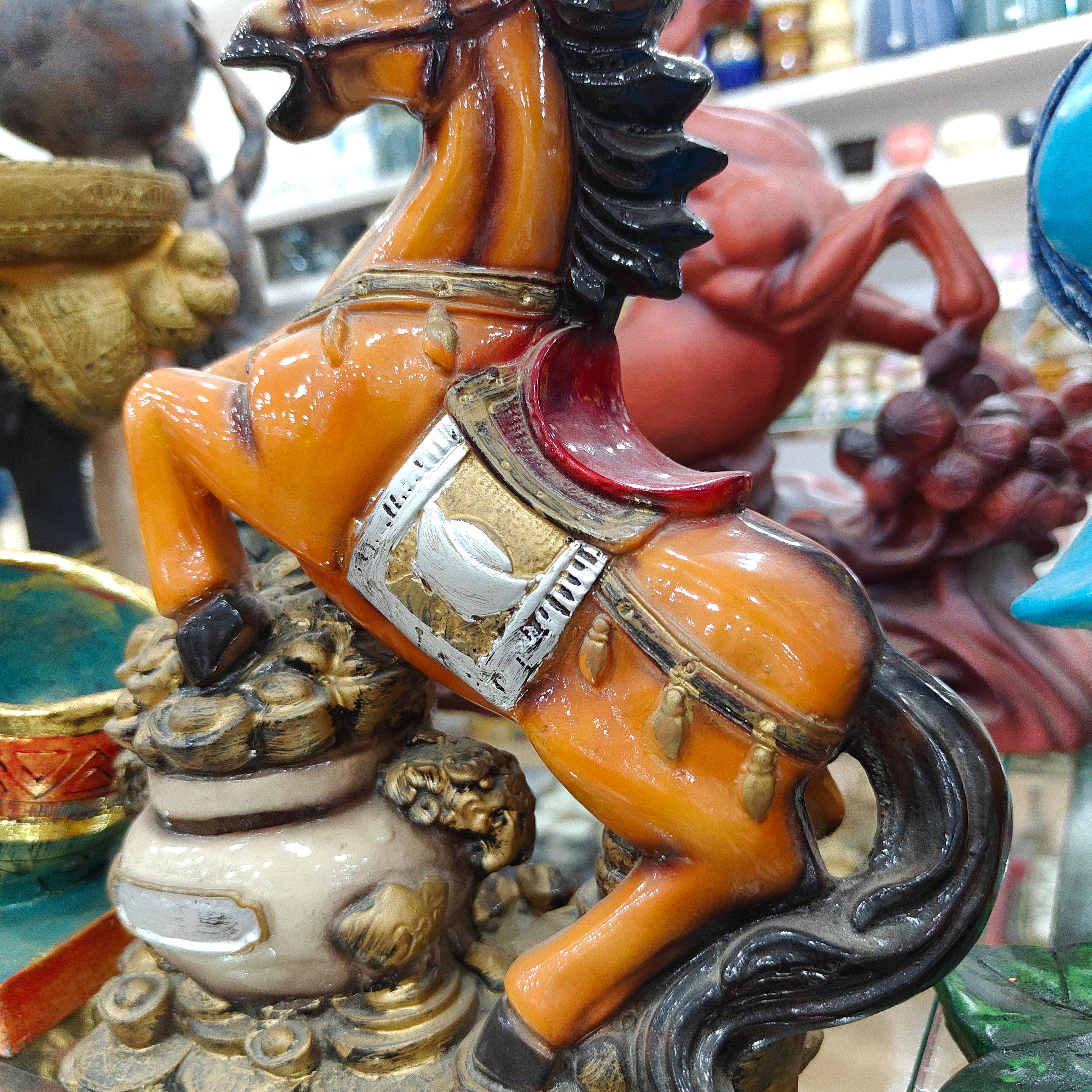 Orange Horse Figurine | Decorative | Ceramic | Animal
