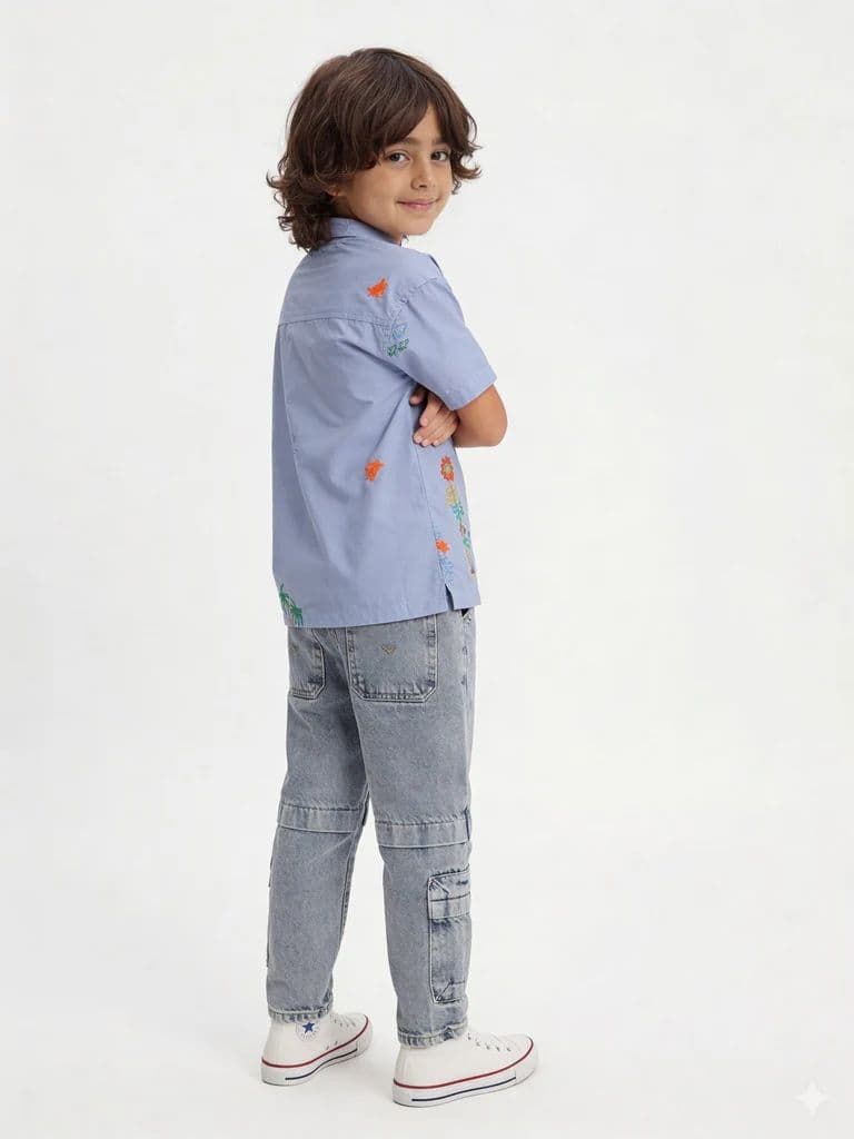 HOP Kids Boys Blue Straight Fit Cargo Jeans — photo 2