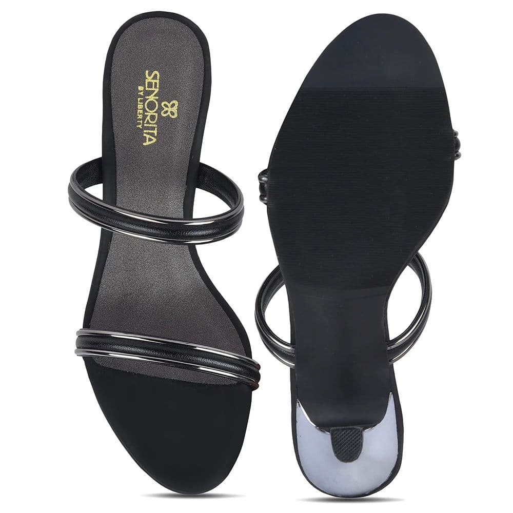 Senorita STY-161E Black Casual Heeled Slippers for Women — photo 6