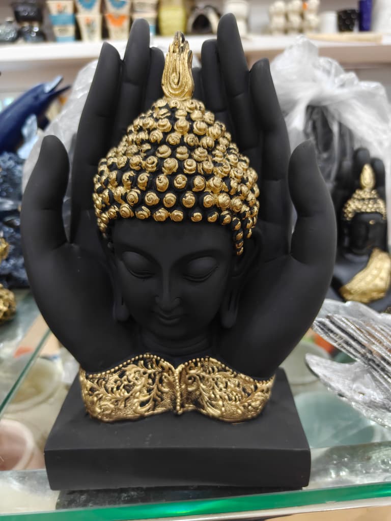 Black Buddha Statue | Gold Decoration | Home Decor