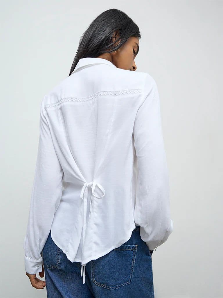 LOV Off-White Lace Embroidered Shirt — photo 4