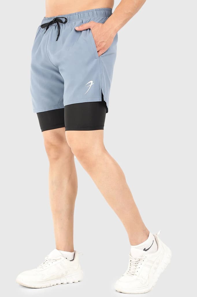2 in 1 5" Compression Shorts Light Grey — photo 5