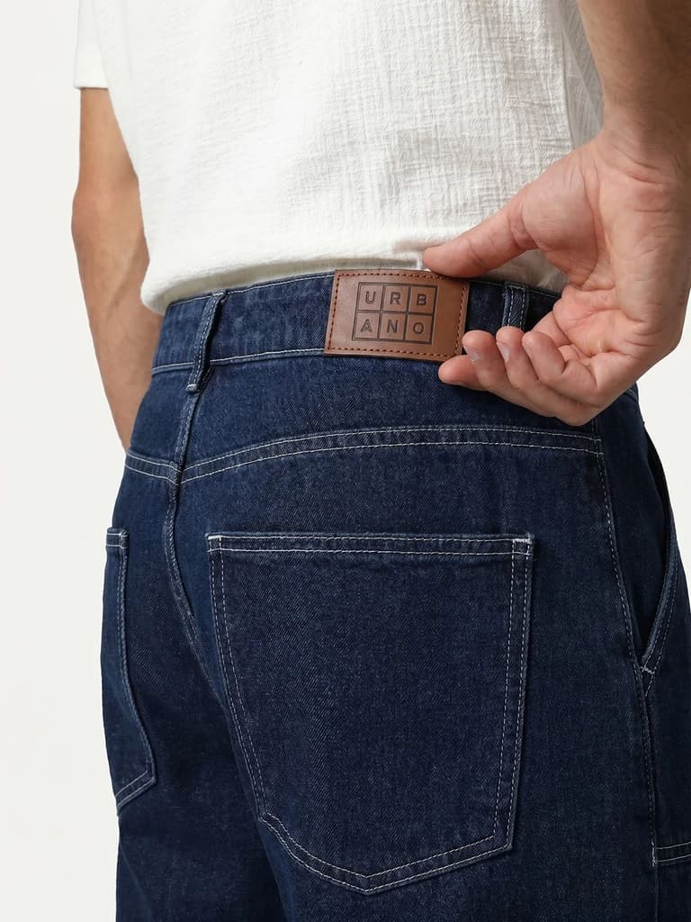 Men's Blue Loose Baggy Fit Washed Denim Jeans Non-Stretchable — photo 6