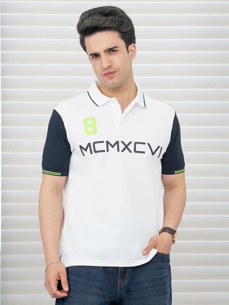 T Shirts for Men in White | Polyester Polo T Shirt