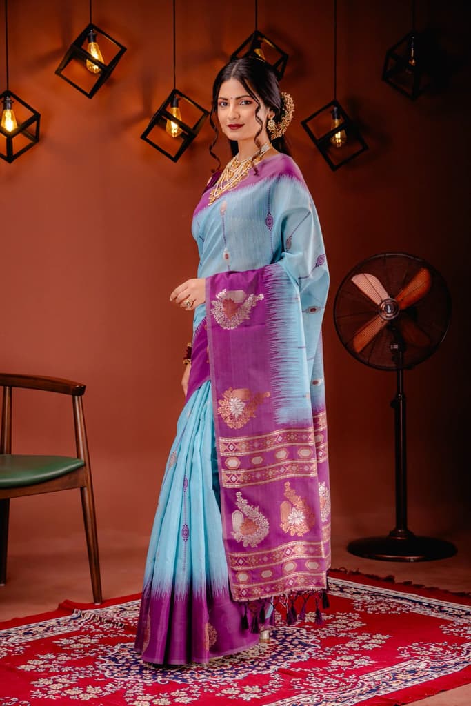 Mimosa Women's Woven Design Banarasi Style Art Silk Saree With Blouse Piece : SA00001795SFFREE — photo 4