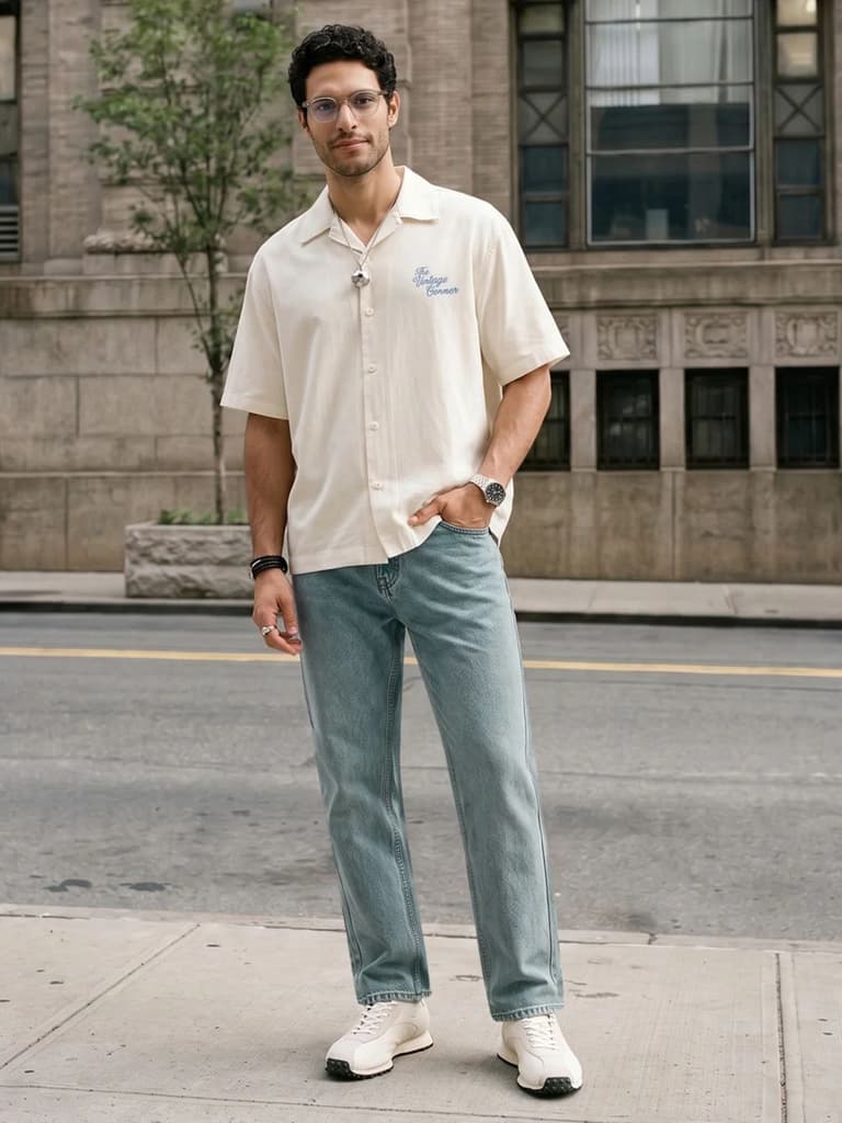 Men's Ice Blue Relaxed Fit Washed Denim Jeans Non-Stretchable — photo 4