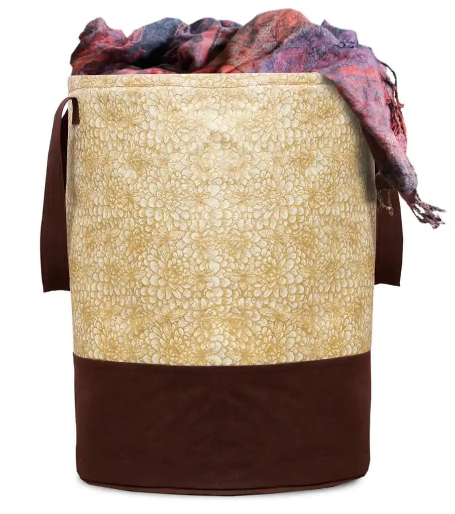 Kuber Industries Canvas 45 Liter Metalic Printed Waterproof Laundry Bag/Hamper With Handles|Brown — photo 2
