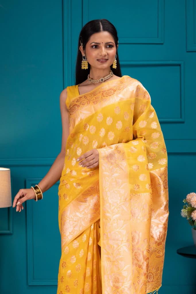 Mimosa Women's Woven Design Banarasi Style Art Silk Saree With Blouse Piece : SA00001804GDFREE — photo 2