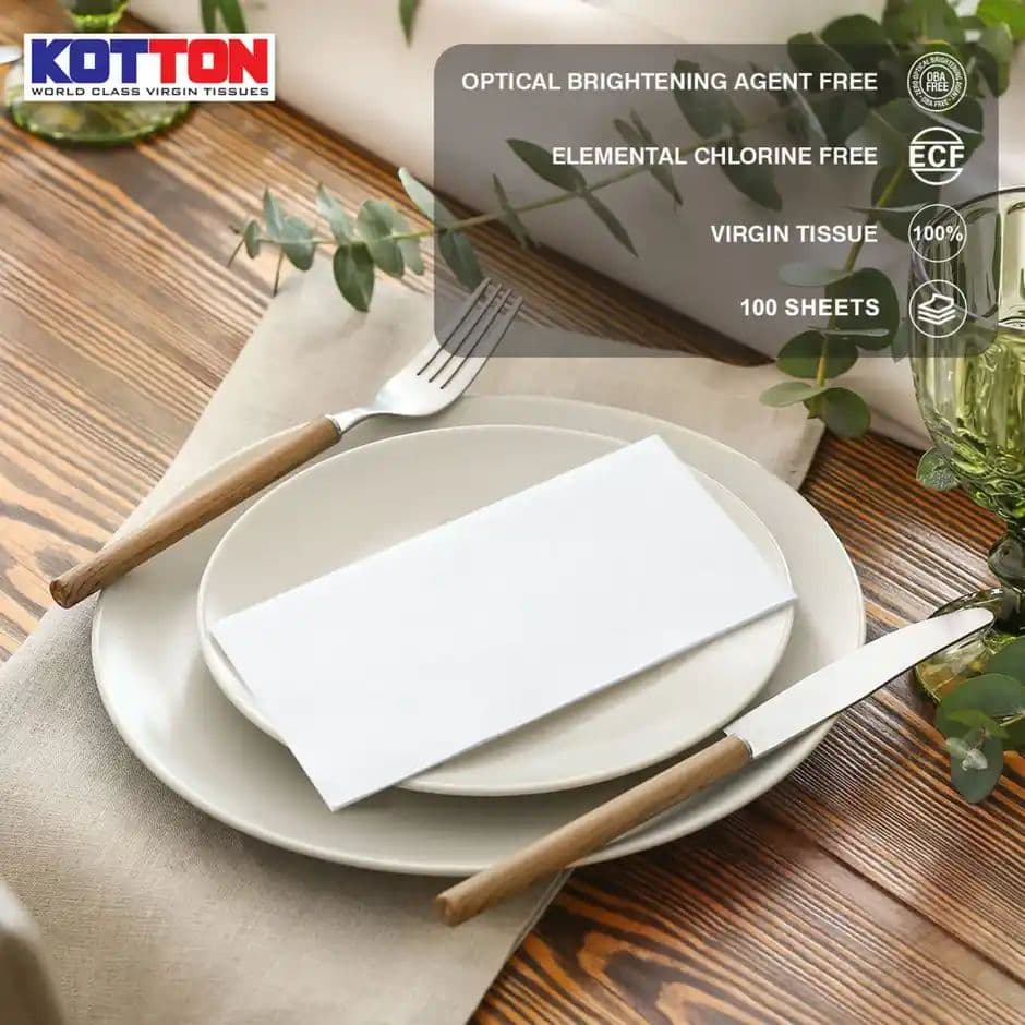Kotton Premium Soft Napkin | 2 Ply |100% Virgin Pulp/Paper | 30 cm x 30 cm — photo 3