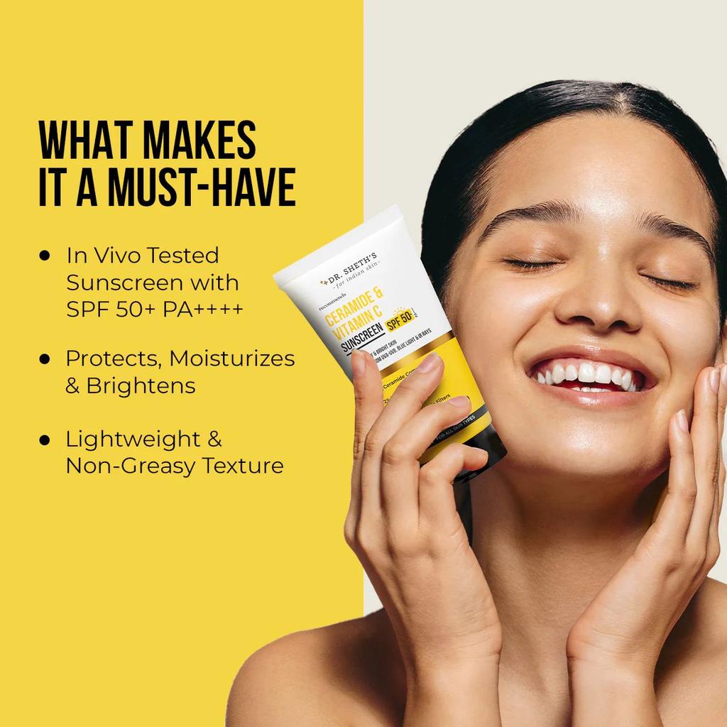 Ceramide & Vitamin C Sunscreen - 50 gm In-Vivo Tested SPF 50+ PA ++++