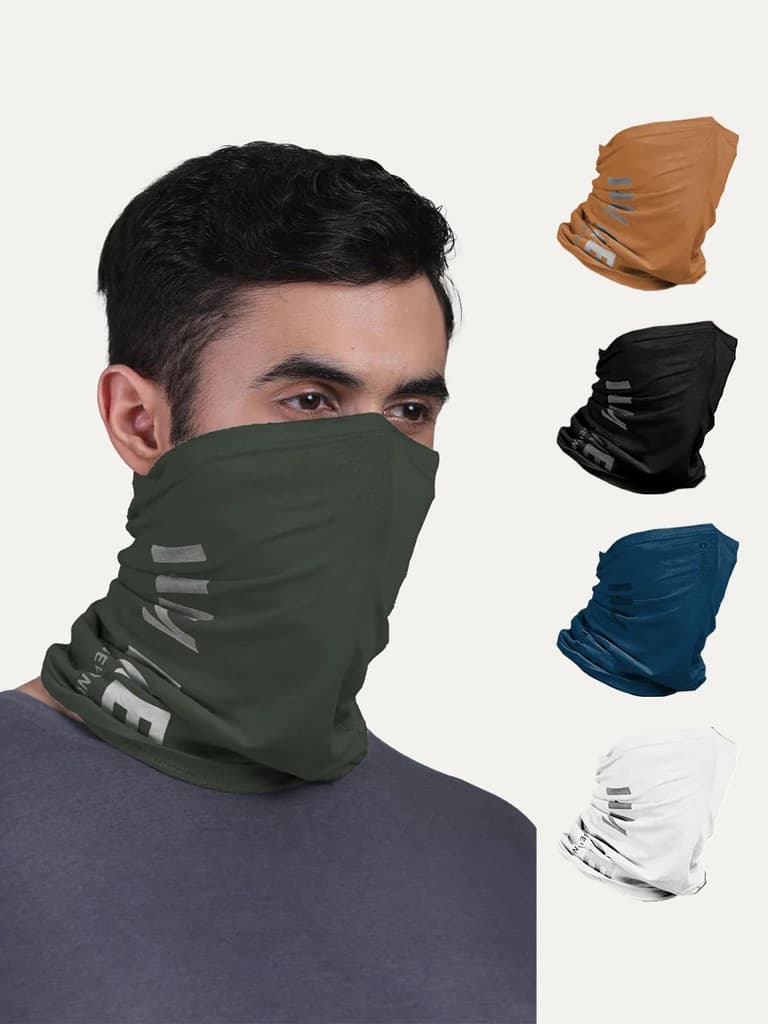 Unisex Bandana Masks - Printed (Pack of 5) — Sapphire Blue; White; Yellow; Black; Black Forest Green / Unisex