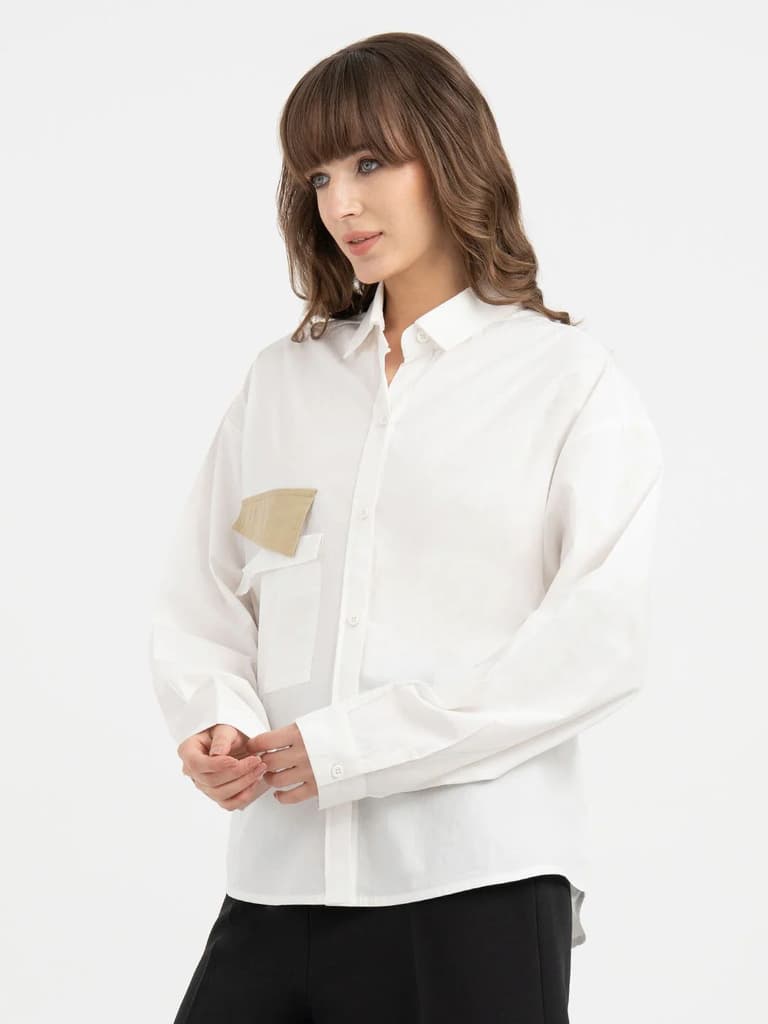Shirts for Women in White | Applique Full Sleeve Shirt — photo 2