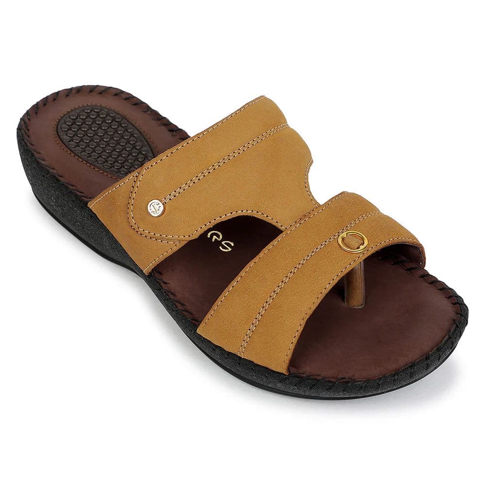 Healers Tan Casual Flat Sandal for Women JFL-80 by Liberty — 3/36 / Tan
