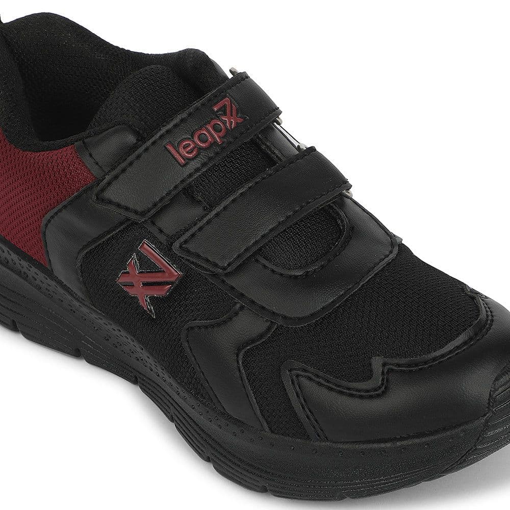 LEAP7X Black Sports Non Lacing Walking Shoes for Kids PRIMEK-6 by Liberty — photo 5