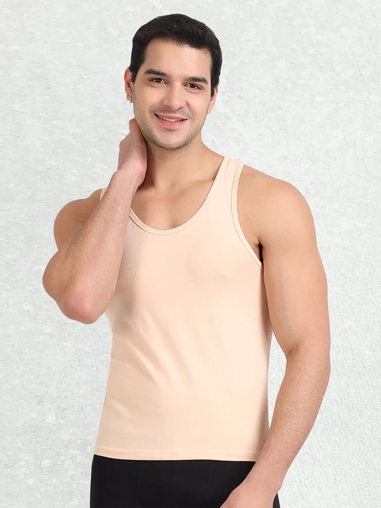 Regular Fit Organic Cotton Comfort Vest for Men-Pack of 1 — Light Coral / S / Men