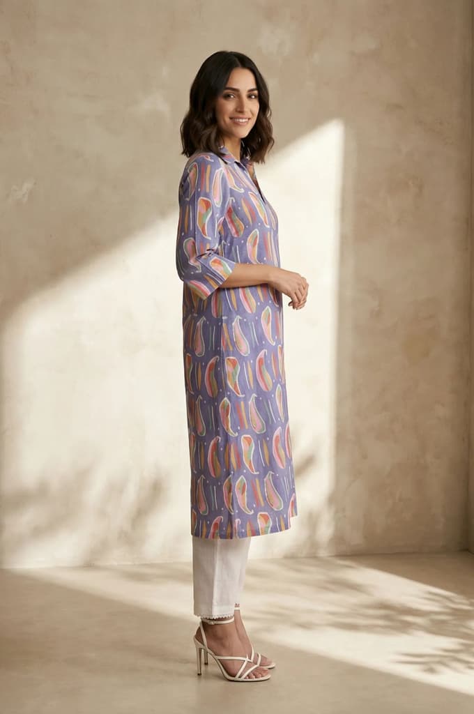 Purple Abstract Straight Kurta — photo 5