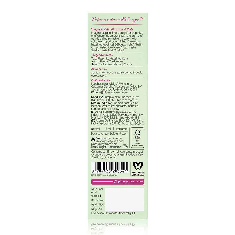Oh So Pistachio Eau De Parfum by Plum BodyLovin' | 15ml