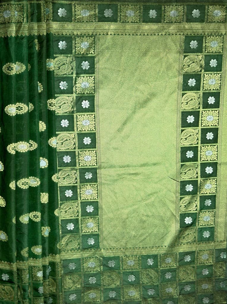 MIMOSA Women's Woven Design Banarasi Style Chiffon Saree with Blouse Piece - Green ( SA00003124GRNFREE ) — photo 7