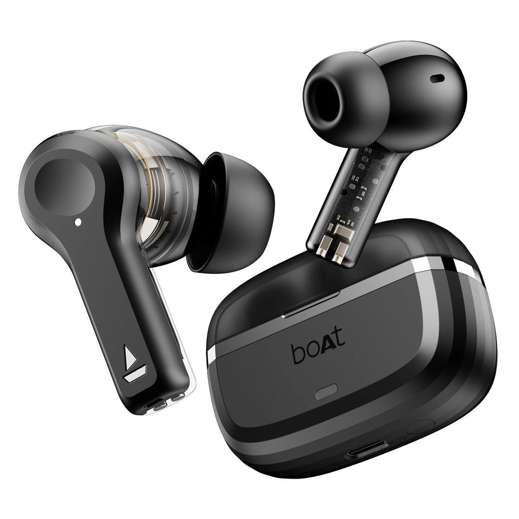 boAt Nirvana Space | TWS Earbuds with boAt 360º Spatial Audio, 32dB Active Noise Cancellation — cosmic Black
