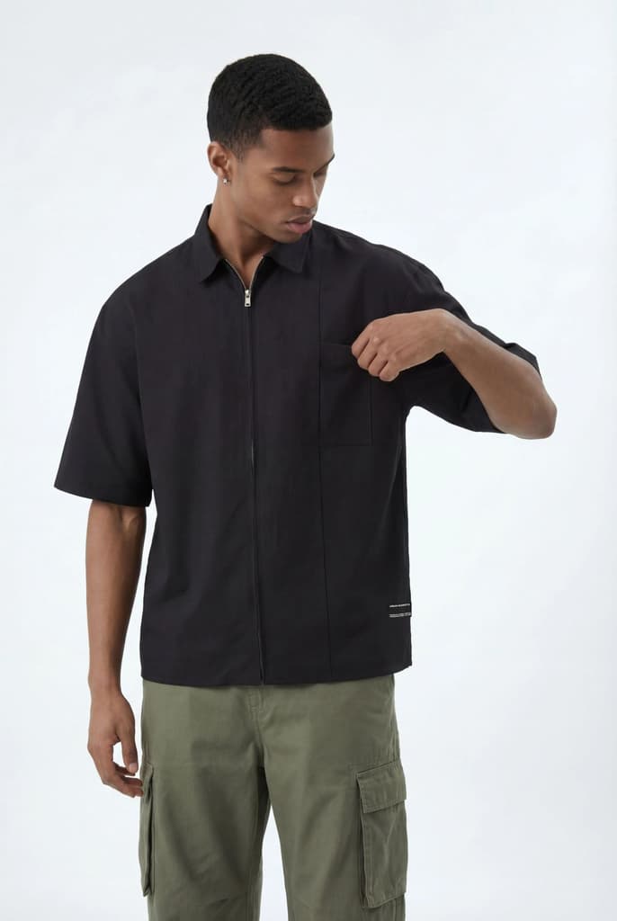 Zip Up Shirt // Black — photo 4