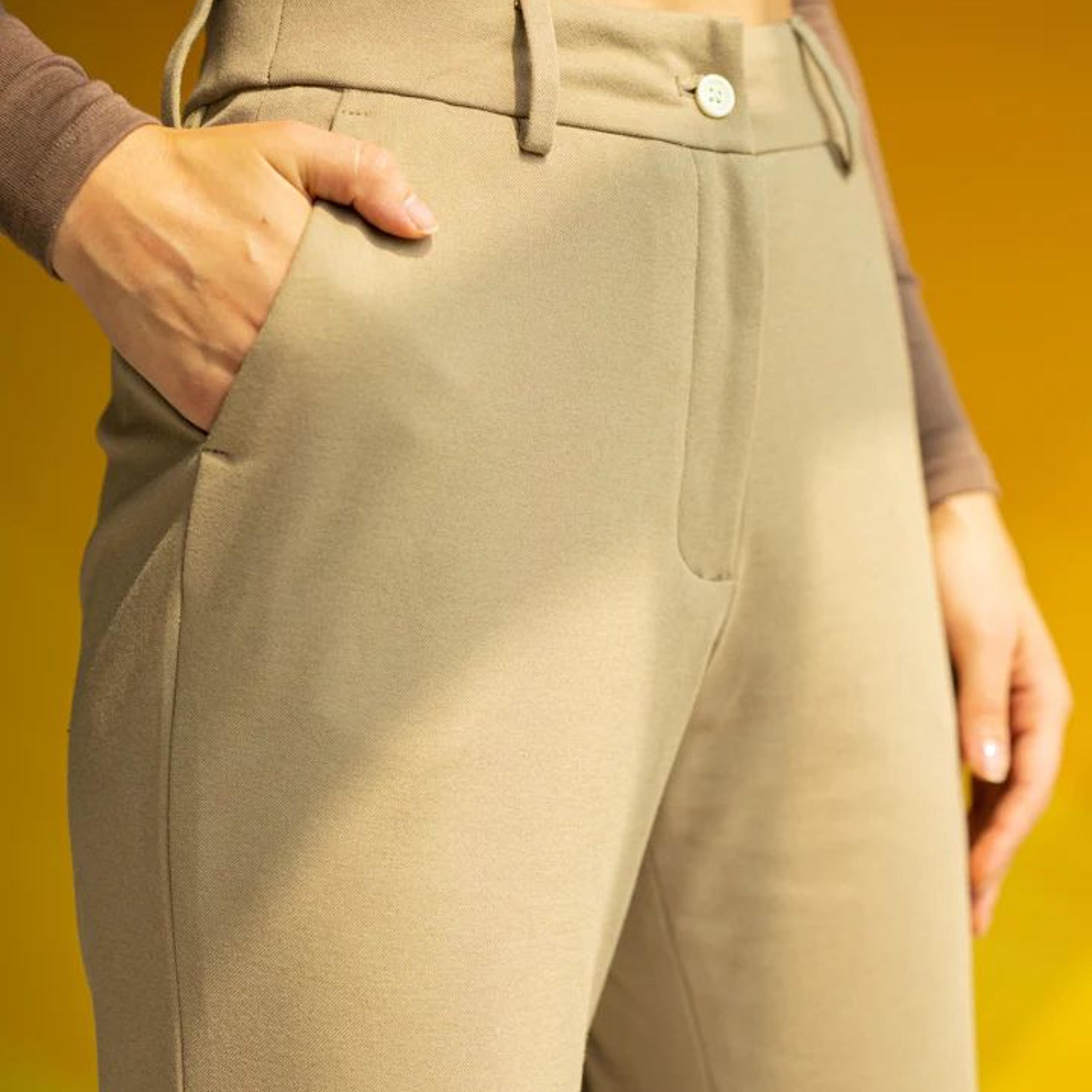 Peanut Brown Power-Stretch Women Pants