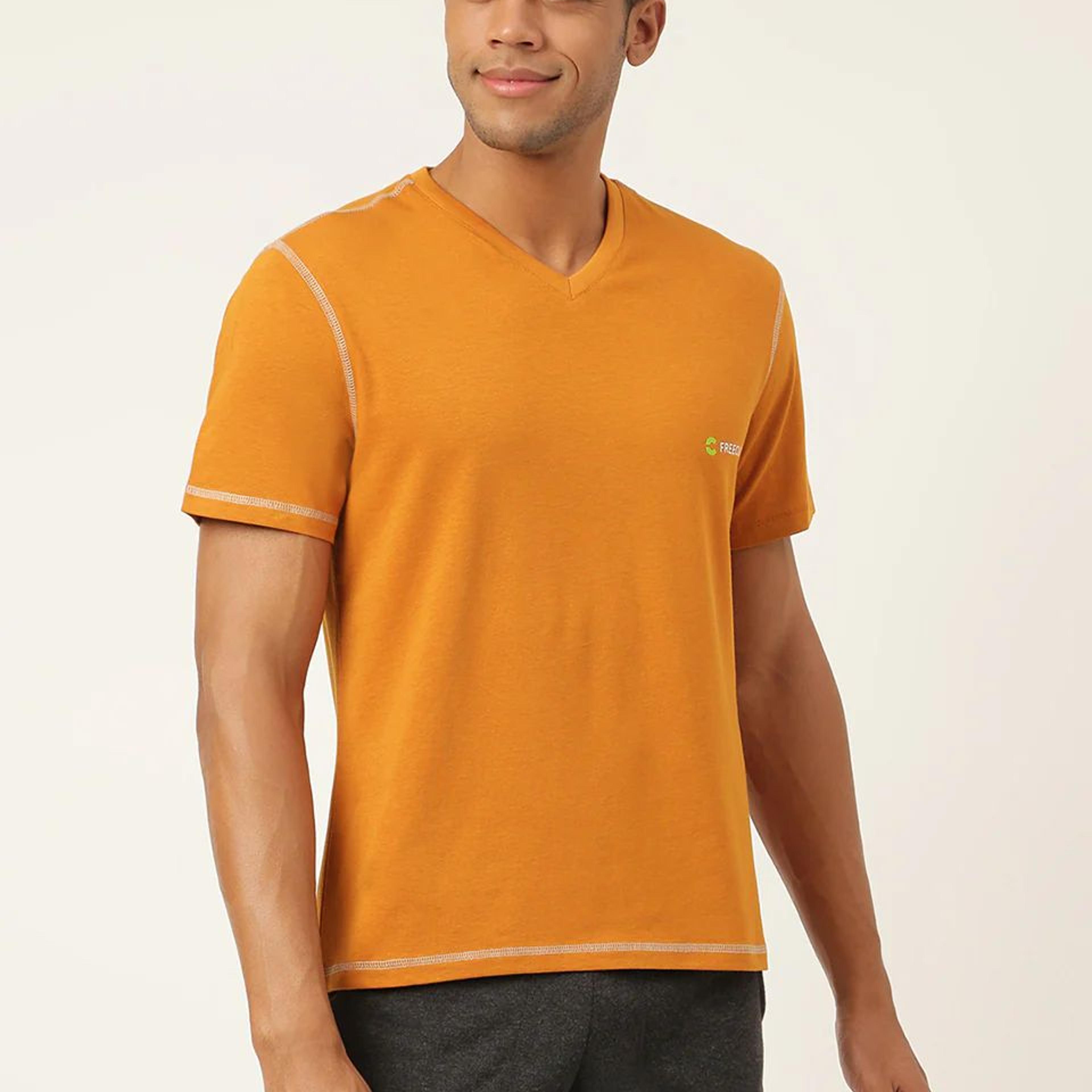 Mustard Yellow Men's Organic Bamboo Casual Tees - V Neck (Pack Of 1)