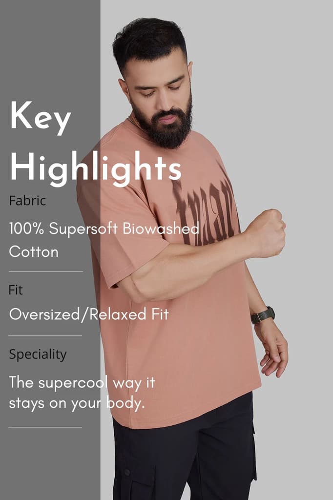 Blurred Oversized T-shirts Warm Beige — photo 7