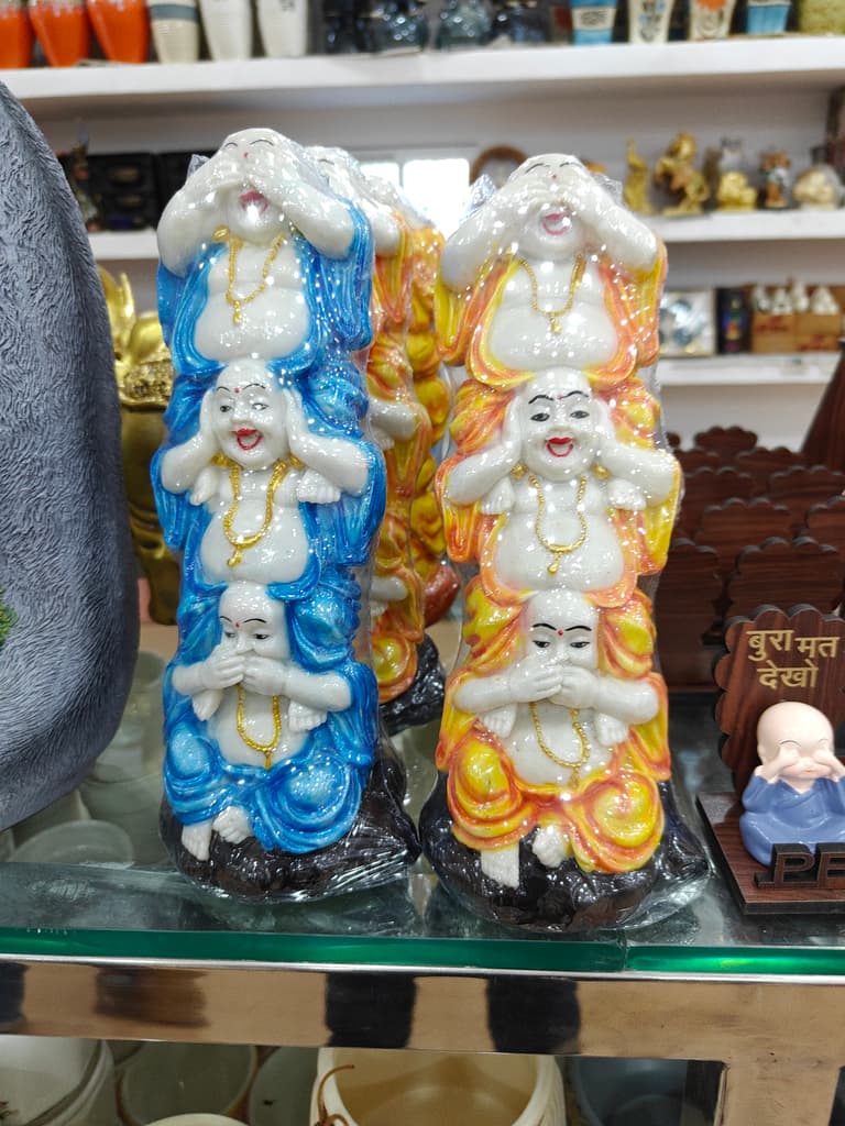 Buddha Statue | Ceramic | Gold | Blue
