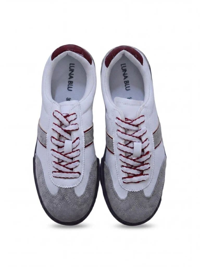 LUNA BLU White Lace-Up Textured Sneakers — photo 3