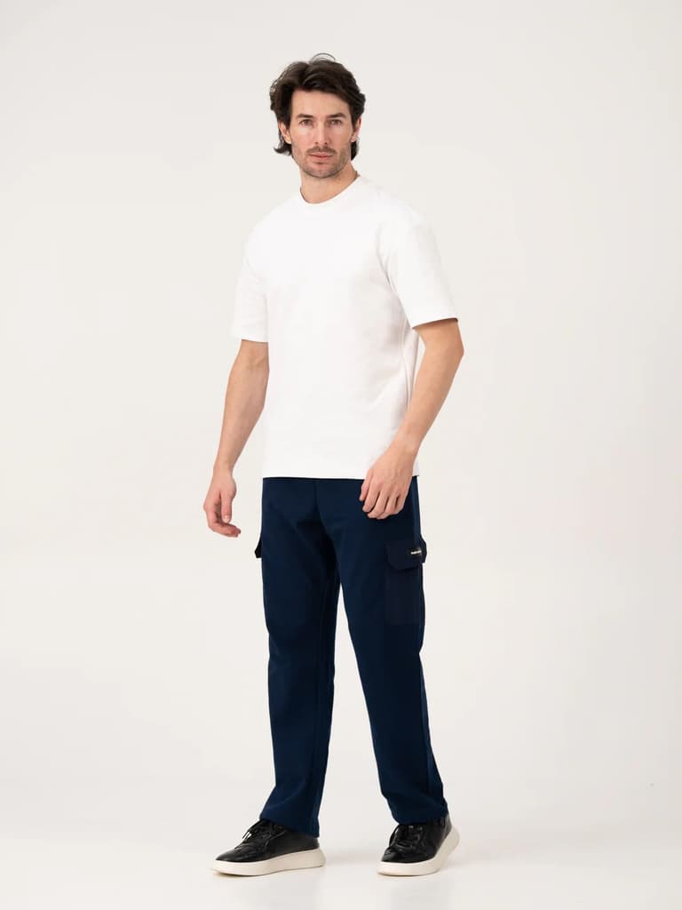 Calm Navy Relaxed Fit Cargo Sweatpants — photo 3