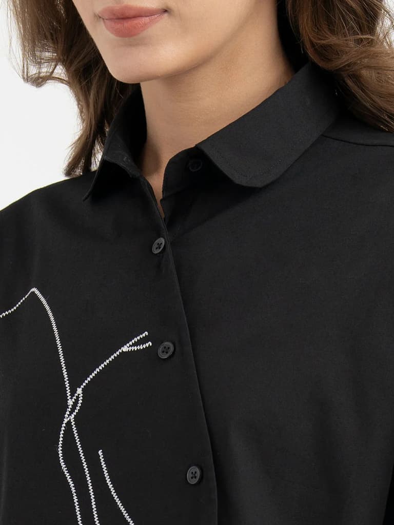 Shirts for Women in Black | Casual Cotton Shirt — photo 4