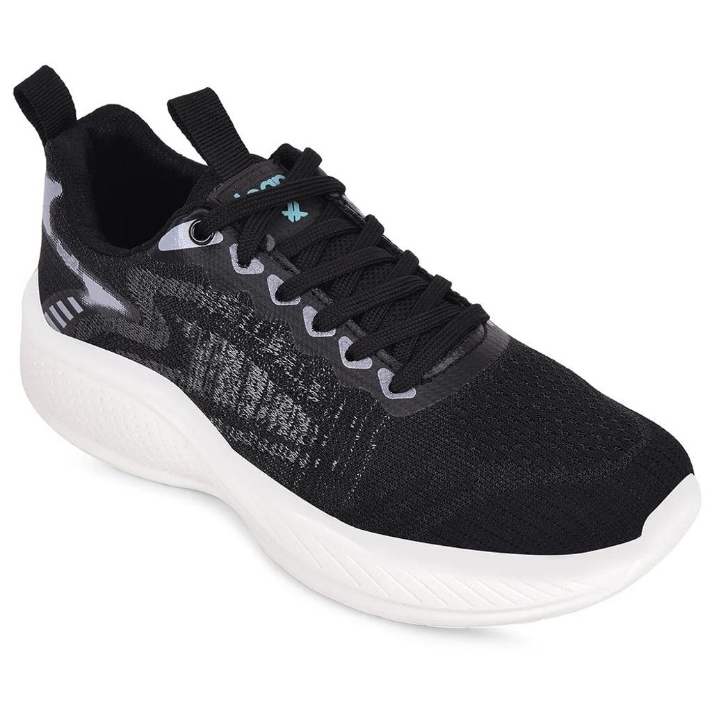Leap7x Black Sports Lacing Running Shoes For Men DREPON-1E By Liberty