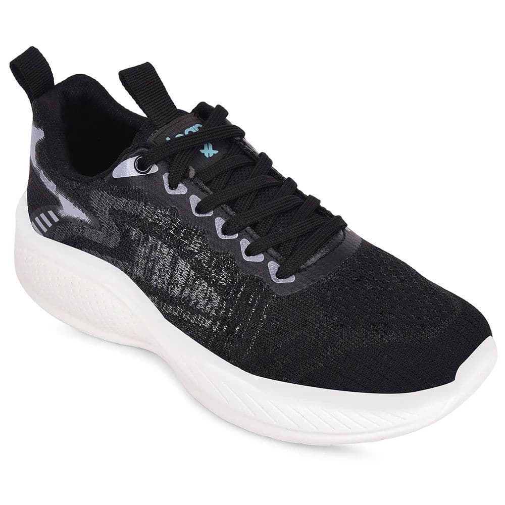 Leap7x Black Sports Lacing Running Shoes For Men DREPON-1E By Liberty