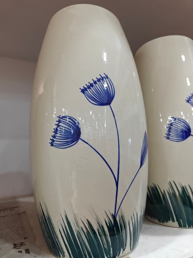 Blue Flowers Vase | Ceramic | Decorative | Blue