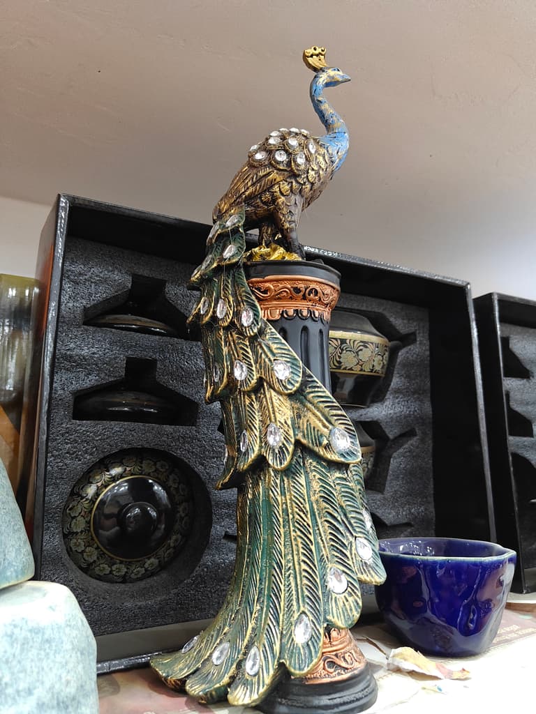 Blue Vase with Gold Leaf Design | Ceramic | Decorative | Blue