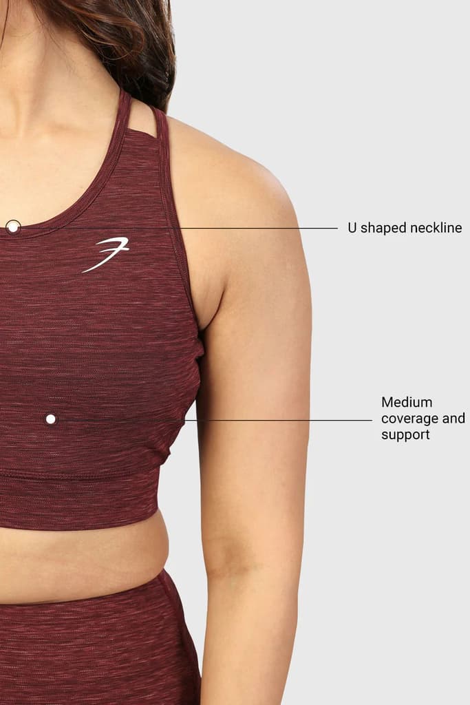 Essential Melange Sports Bra Maroon — photo 4