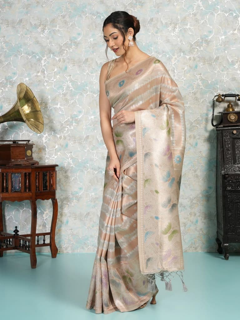 Mimosa Women's Woven Design Banarasi Style Art Silk Saree With Blouse Piece : SA00002065GYFREE — photo 3