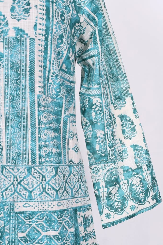 Teal Ethnic Motifs Pure Cotton Straight Kurta — photo 6