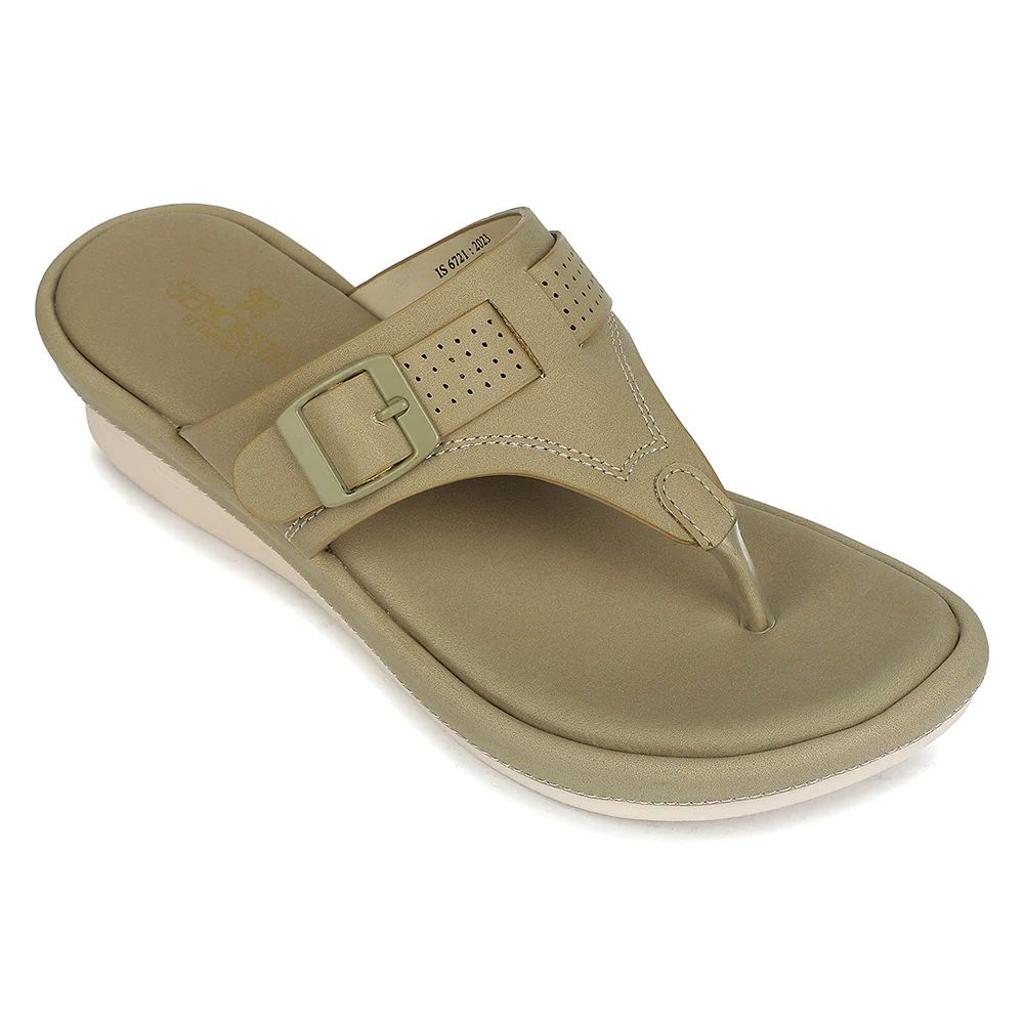 Senorita Beige Casual Wedge Heel Sandal for Women SGL-11 by Liberty