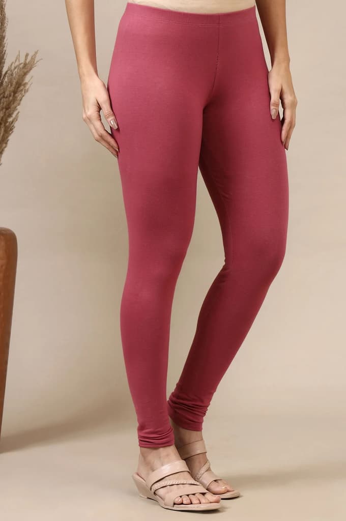 Purple Cotton Lycra Ankle Length Leggings — photo 4