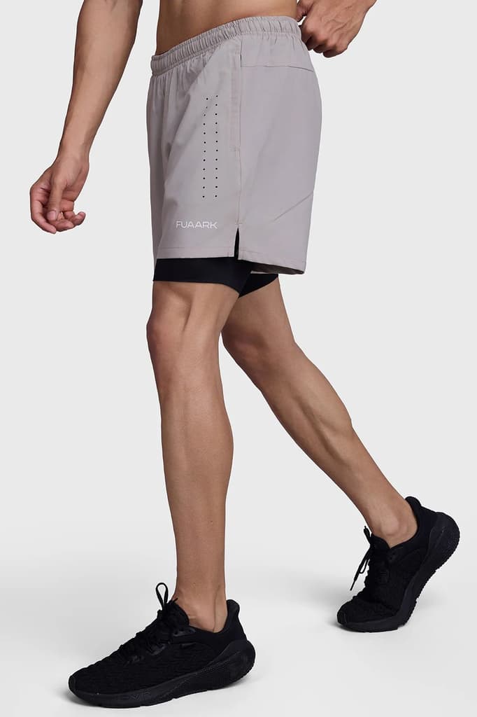 2 in 1 Laser Shorts Beige With Black — photo 5